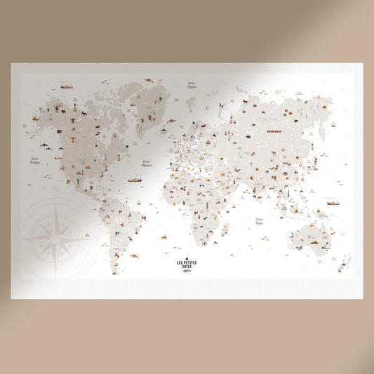 📍 Affiche à Tamponner – Carte du Monde 🌍