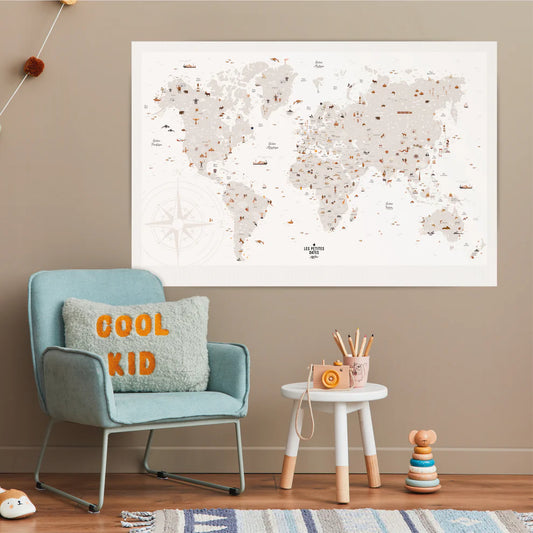 📍 Affiche à Tamponner – Carte du Monde 🌍