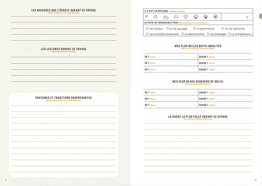 🌍 Carnet de Voyage – Tour du Monde : Laissez une Trace de vos Aventures ! 🖋️