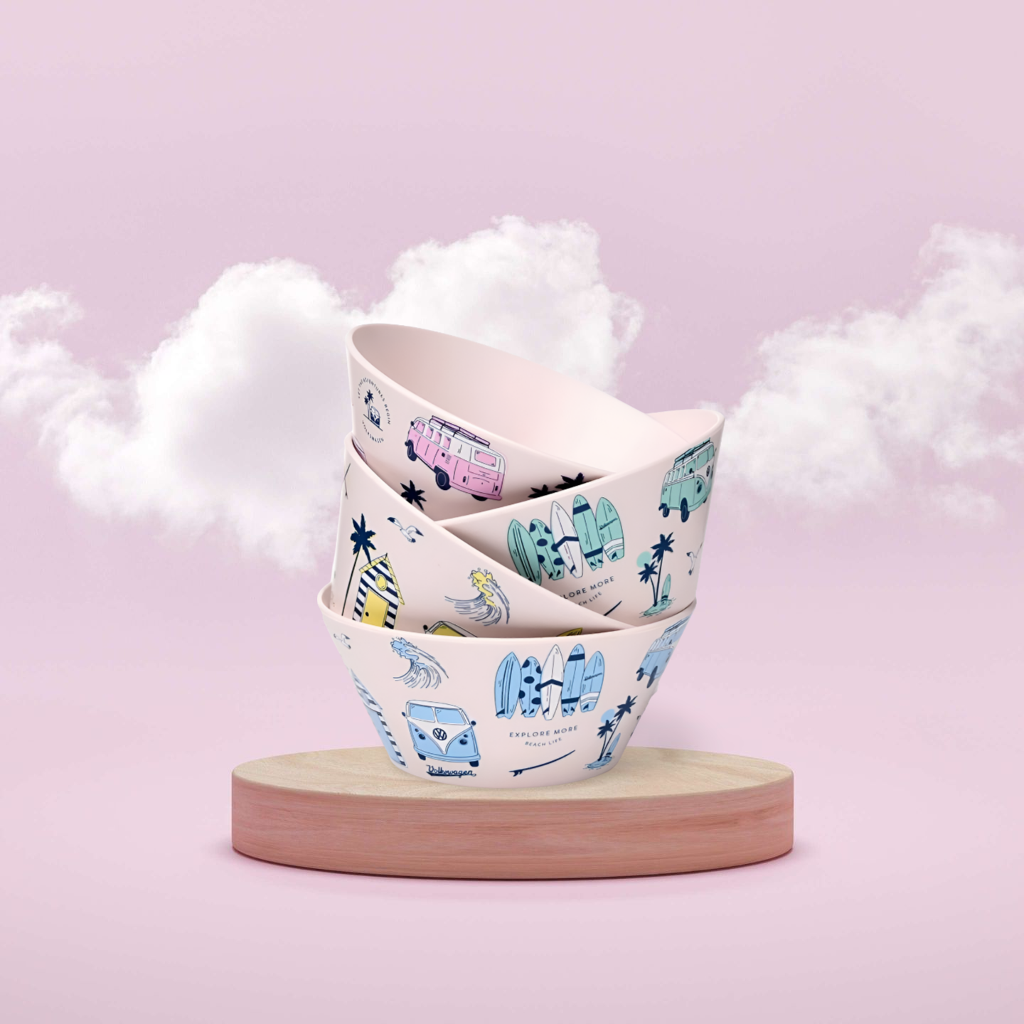 🥣 Lot de 4 Bols à Pique-Nique - Aventure 🏝️