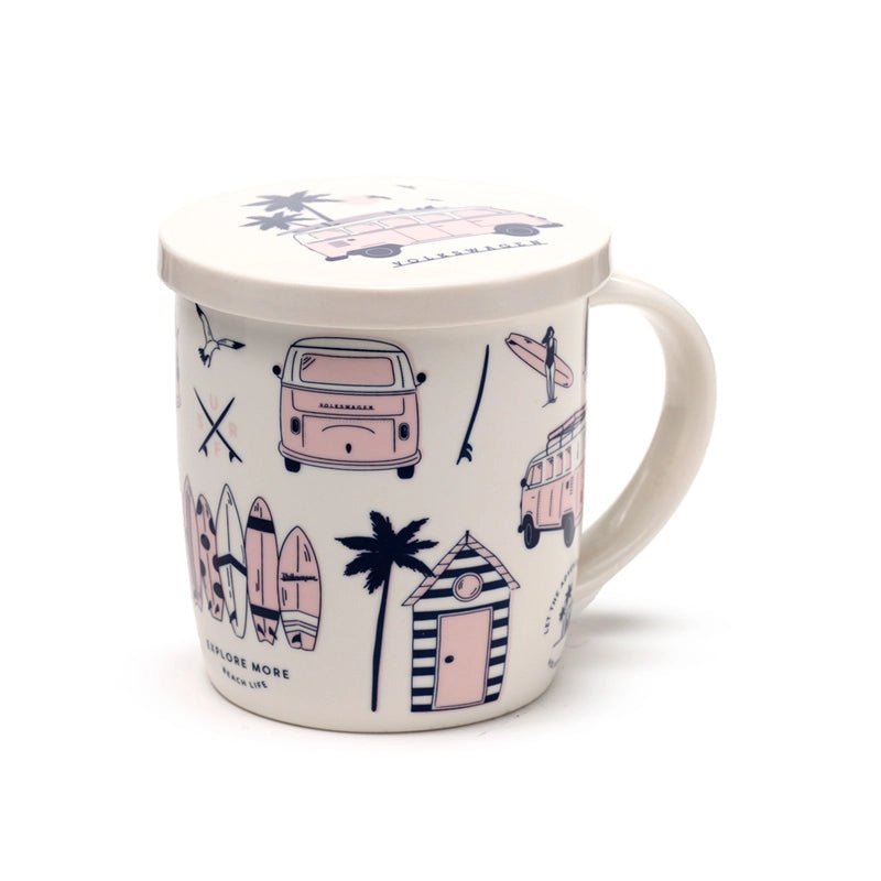 ☕Tasse à Infuser VW T1 Rose avec Couvercle 🌸
