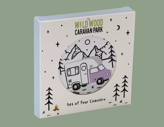 🌲 Ensemble de 4 Sous-Verres en Liège Wildwood Caravan Park 🏕️