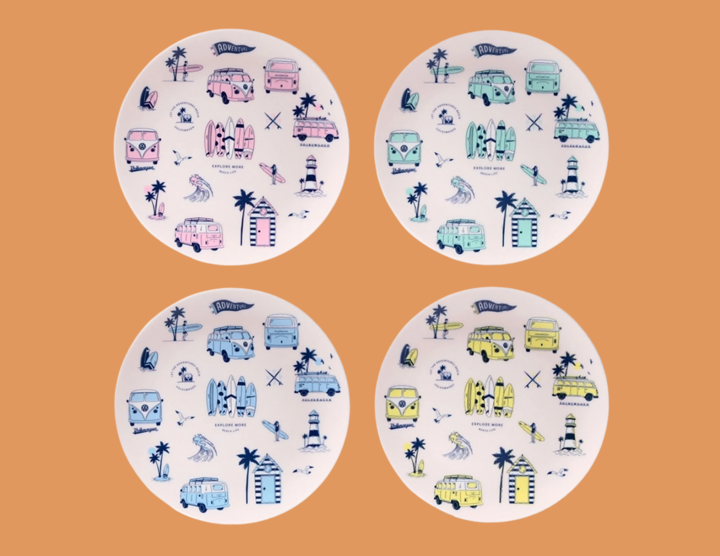 🍽️ Lot de 4 Assiettes à Pique-Nique - Aventure 🌴