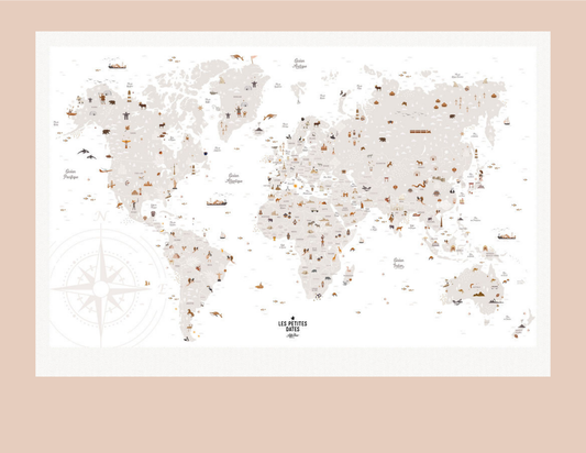 📍 Affiche à Tamponner – Carte du Monde 🌍