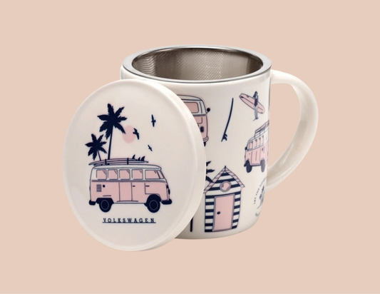☕Tasse à Infuser VW T1 Rose avec Couvercle 🌸