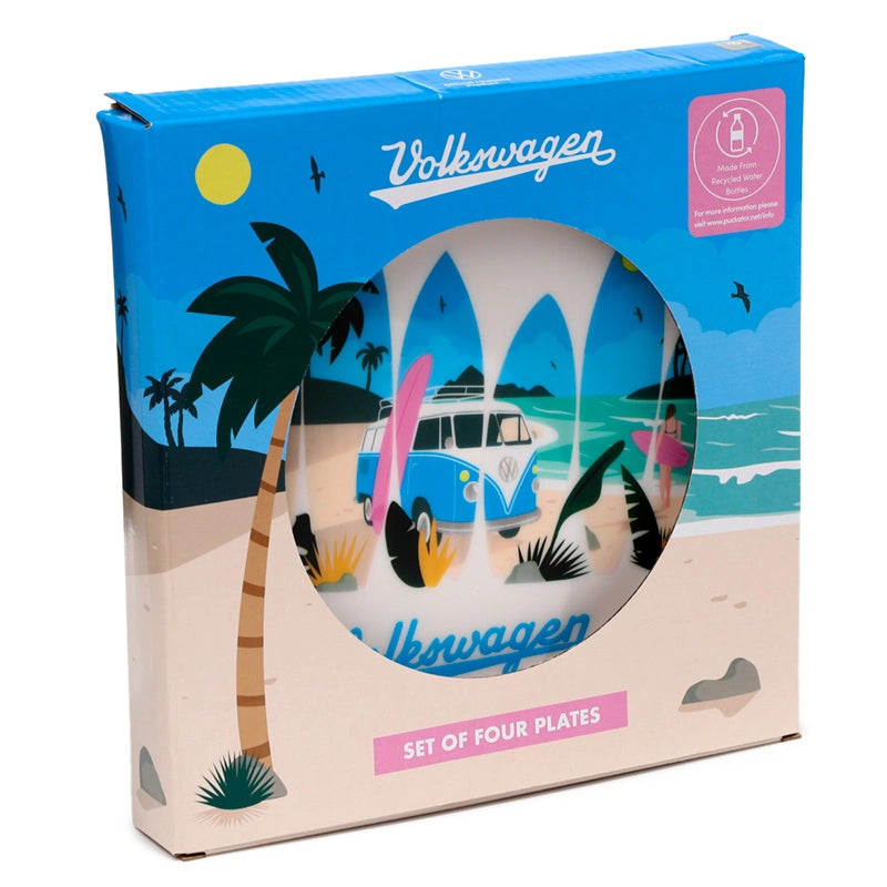 🍽️ Lot de 4 Assiettes à Pique-Nique - Surf 🏄🏼‍♂️