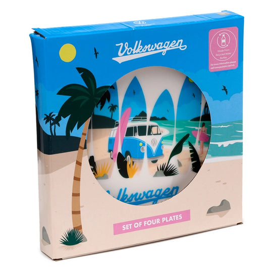 🍽️ Lot de 4 Assiettes à Pique-Nique - Surf 🏄🏼‍♂️