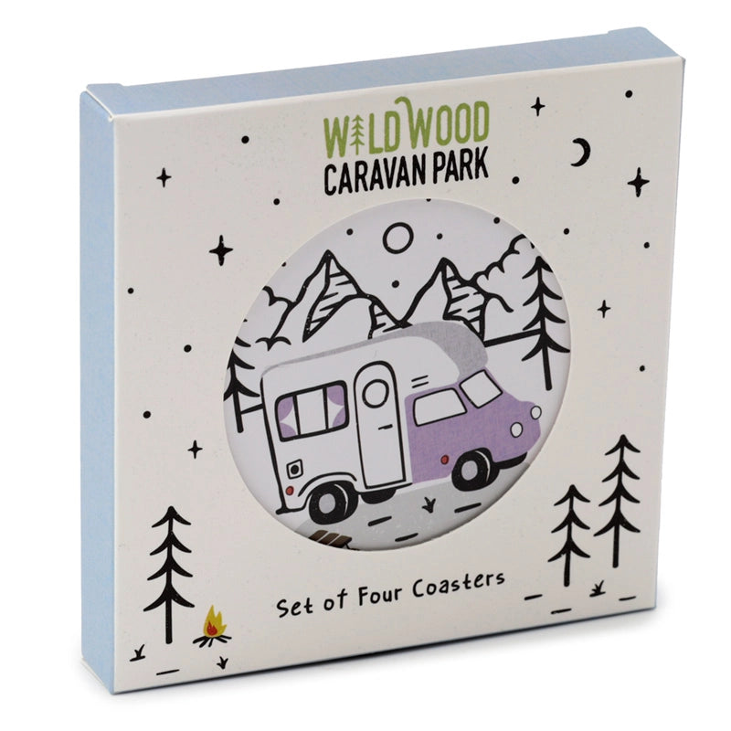 🌲 Ensemble de 4 Sous-Verres en Liège Wildwood Caravan Park 🏕️