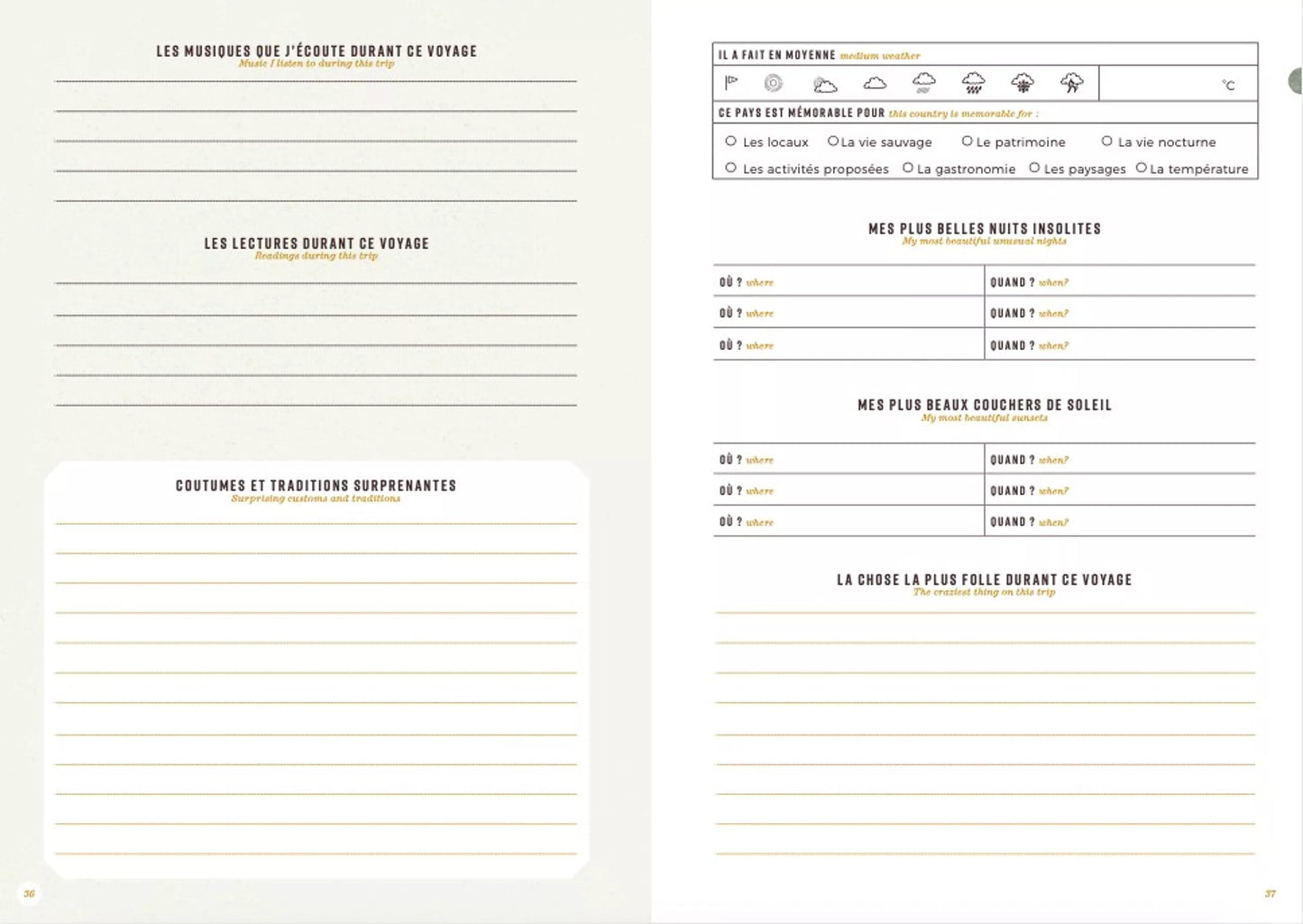 🌍 Carnet de Voyage – Tour du Monde : Laissez une Trace de vos Aventures ! 🖋️