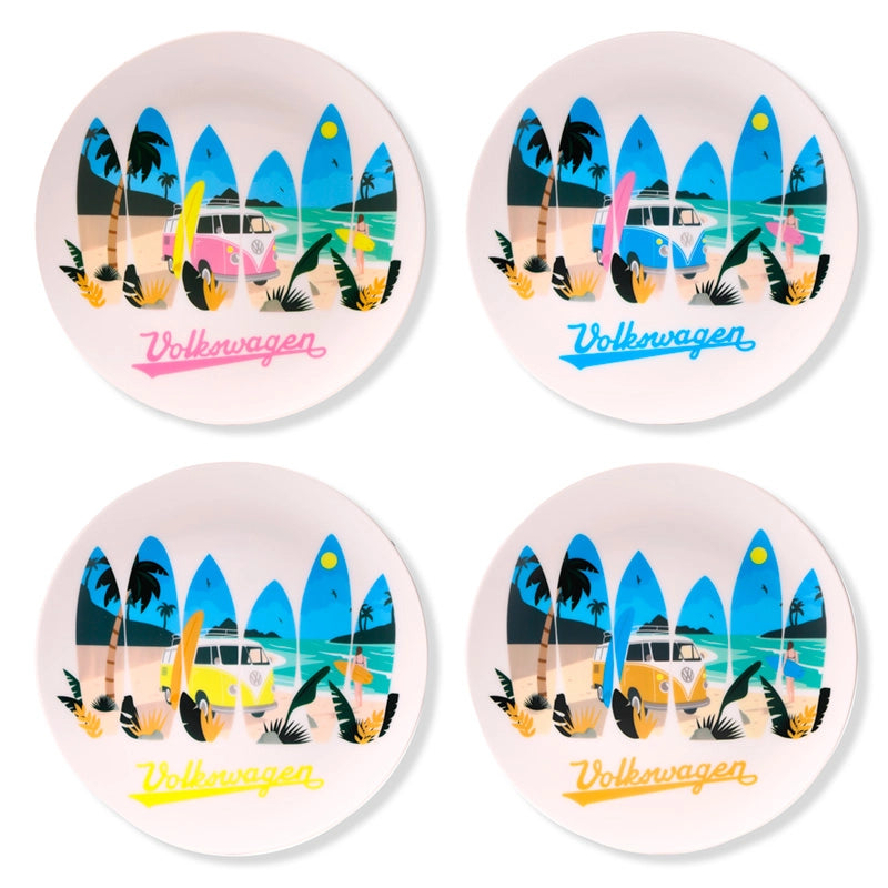🍽️ Lot de 4 Assiettes à Pique-Nique - Surf 🏄🏼‍♂️