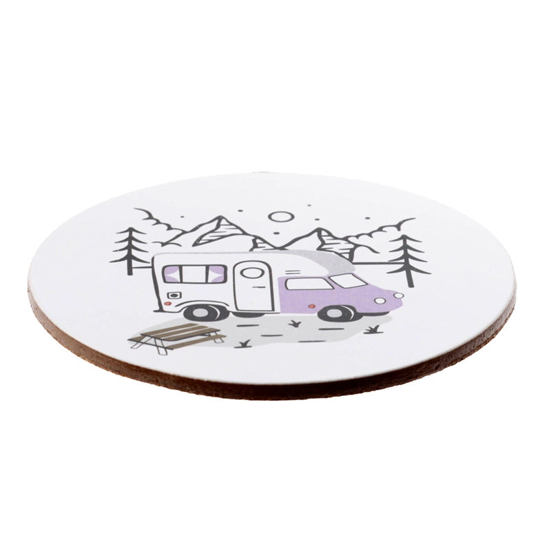 🌲 Ensemble de 4 Sous-Verres en Liège Wildwood Caravan Park 🏕️