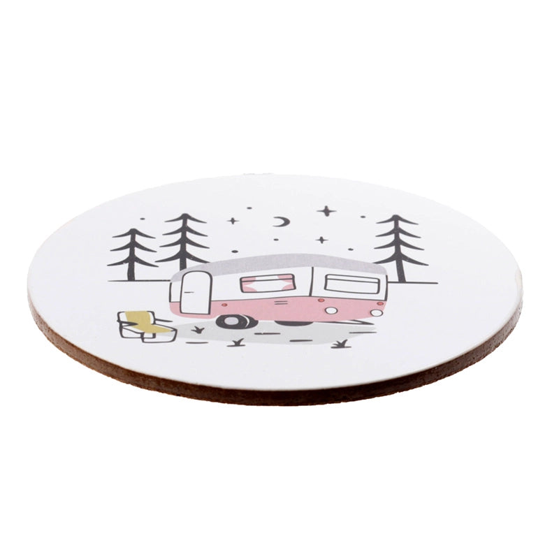🌲 Ensemble de 4 Sous-Verres en Liège Wildwood Caravan Park 🏕️